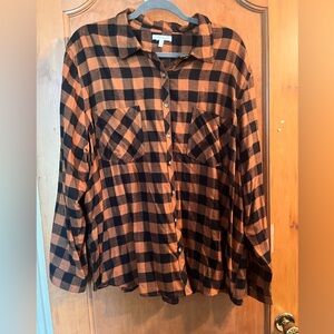 Maurice’s 3x Lightweight Plaid Shirt Orange and Black